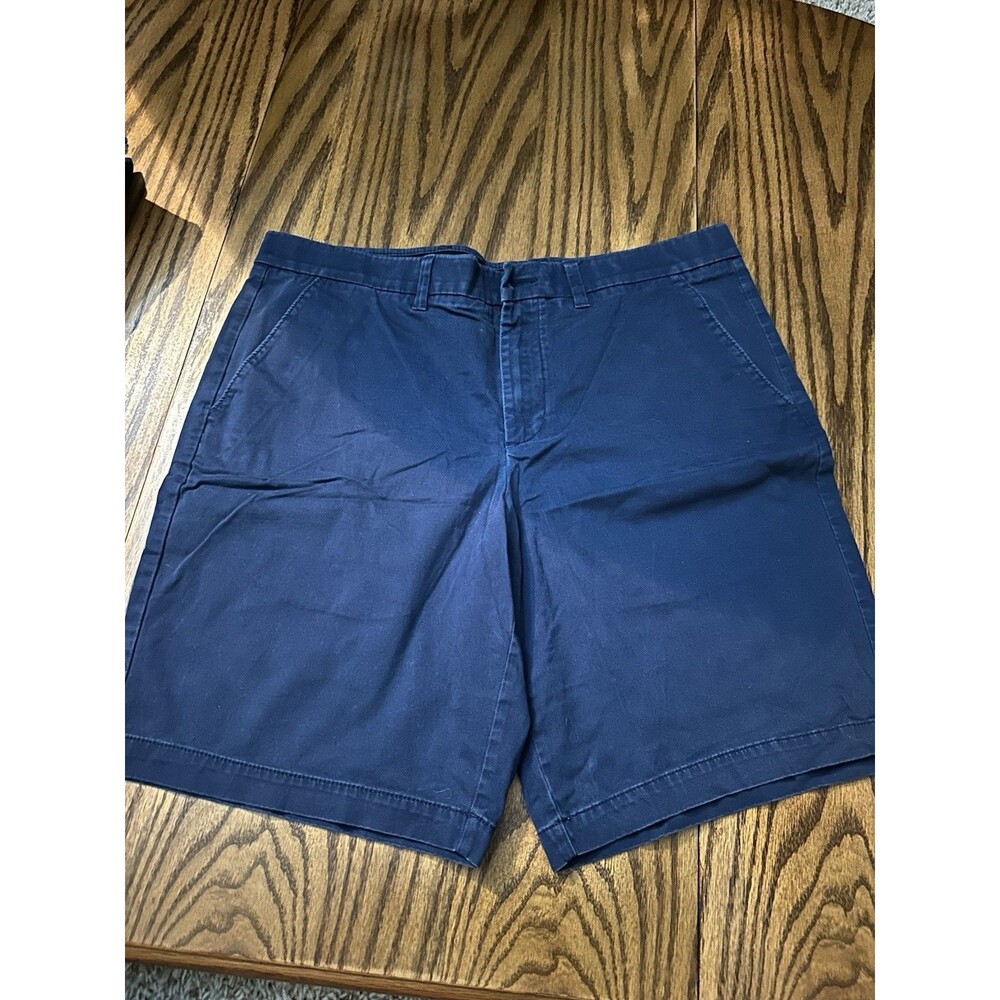 Apt. 9 Premier Flex Blue Chino Shorts Cotton Spandex Flat Front Pockets Zip